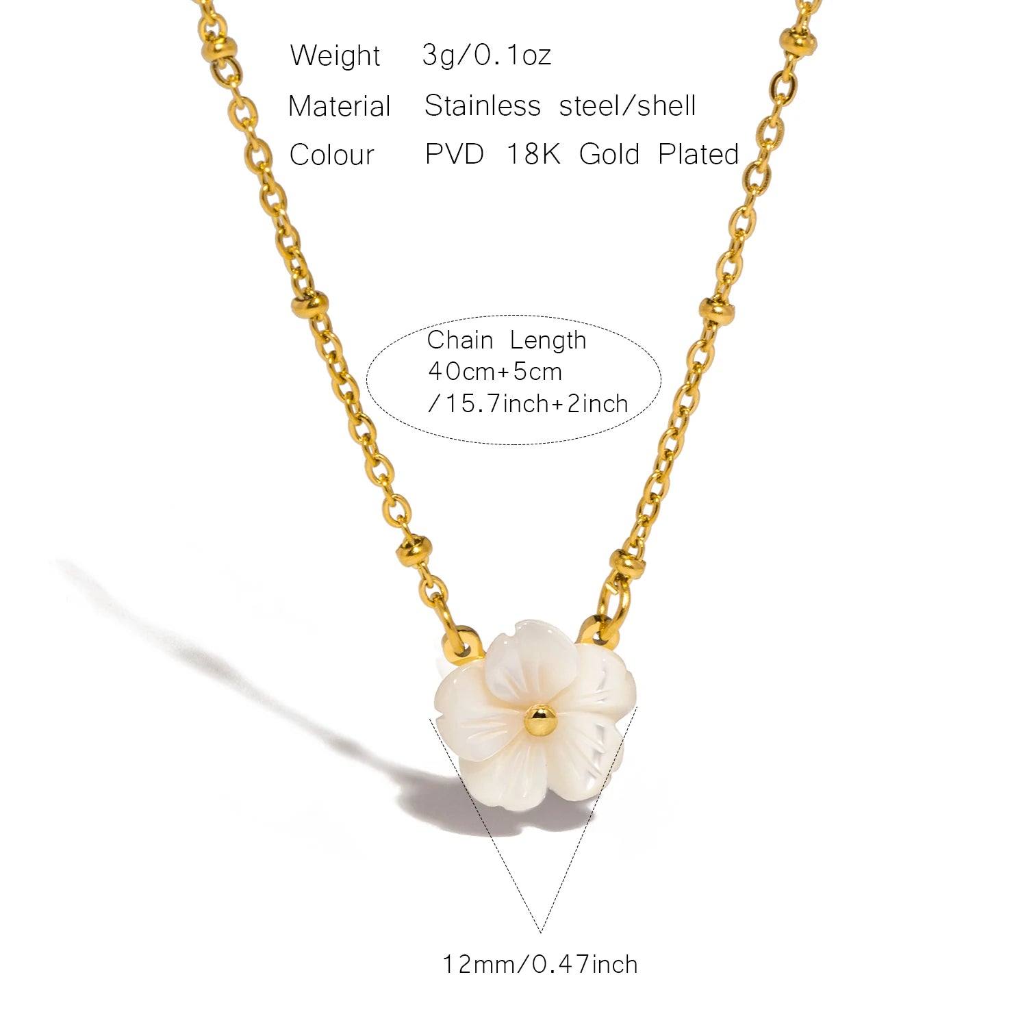 Fashion White Shell Sakura Pendant Necklace Vintage Stainless Steel Metal 2024 Exquisite Charm Flower Jewelry Gift