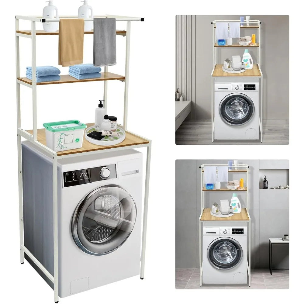 3 Tier Wooden Over The Washer and Dryer Storage Shelf Bathroom Shelf Washing Machine Storage Shelf for Bathroom Laundry Room