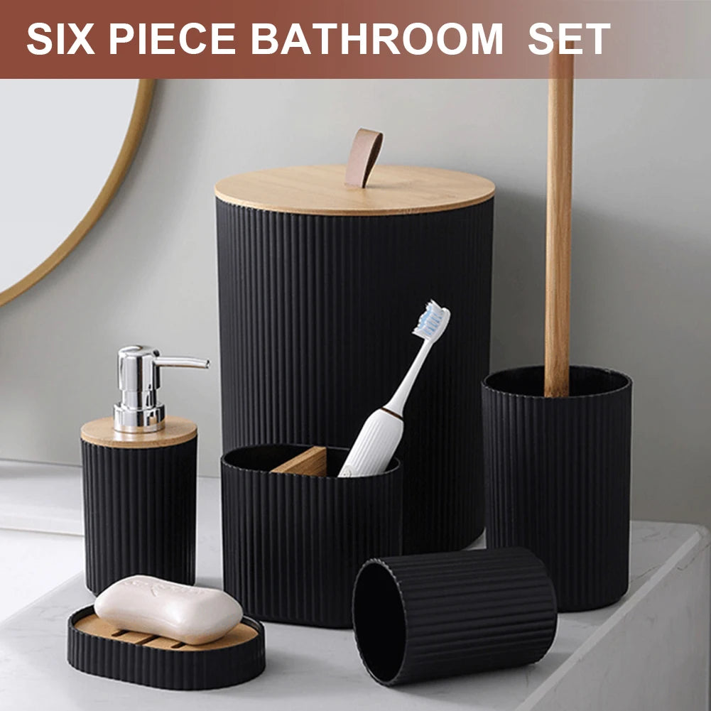 6 Piece Bathroom Accessories Set Modern Bathroom Essentials Set with Soap Dispenser Soap Dish & Toilet Brush