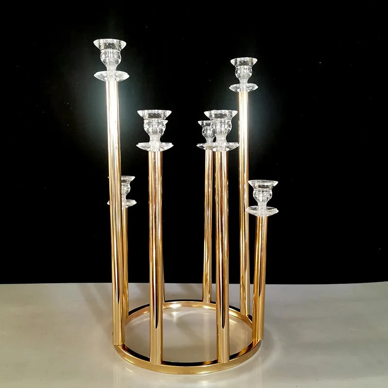 Metal Holders acrylic Candlesticks Flower Vases Wedding Table Centerpiece Pillar Stand Road Lead Party Decoration