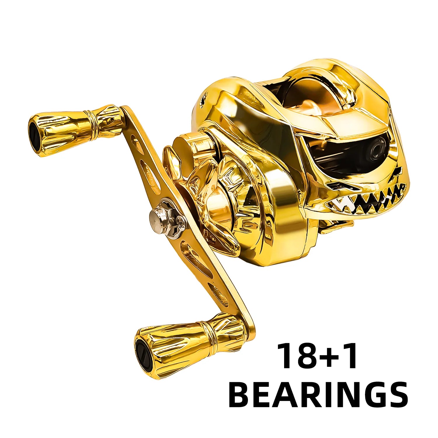 Ambidextrous Aluminum Alloy & Stainless Steel Baitcasting Fishing Reel - Rotating, 18+1 Bearings, Golden, Multipurpose