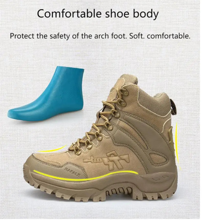 Hiking Shoes Men Mid-top Outdoor Thick-soled Ankle Boots Men Comfortable Breathable Anti-slip Casual Sports Shoes Sneakers Men