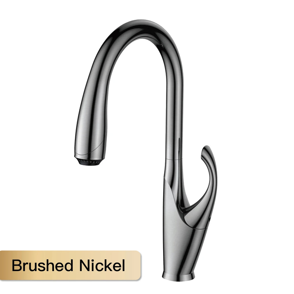 High end touch black kitchen faucet brass pull out design three function single handle cold and hot dual control sink faucet