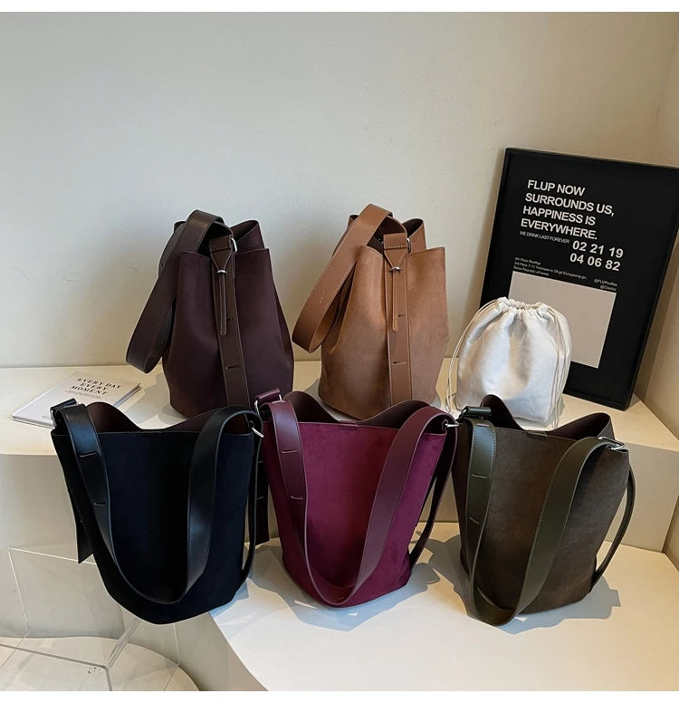 Retro Frosted Buet Bag Large Capaci Commuter Women's Single oulder Slant Cross Bag Soft PU Material Buet ape