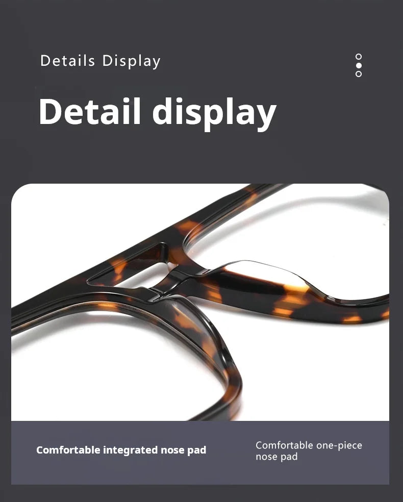 TFTB Fashion Trend Pilot Glasses Men Double Beam Acetate Ultralight Retro Optical Prescription Eyeglasses Frame Women 140mm