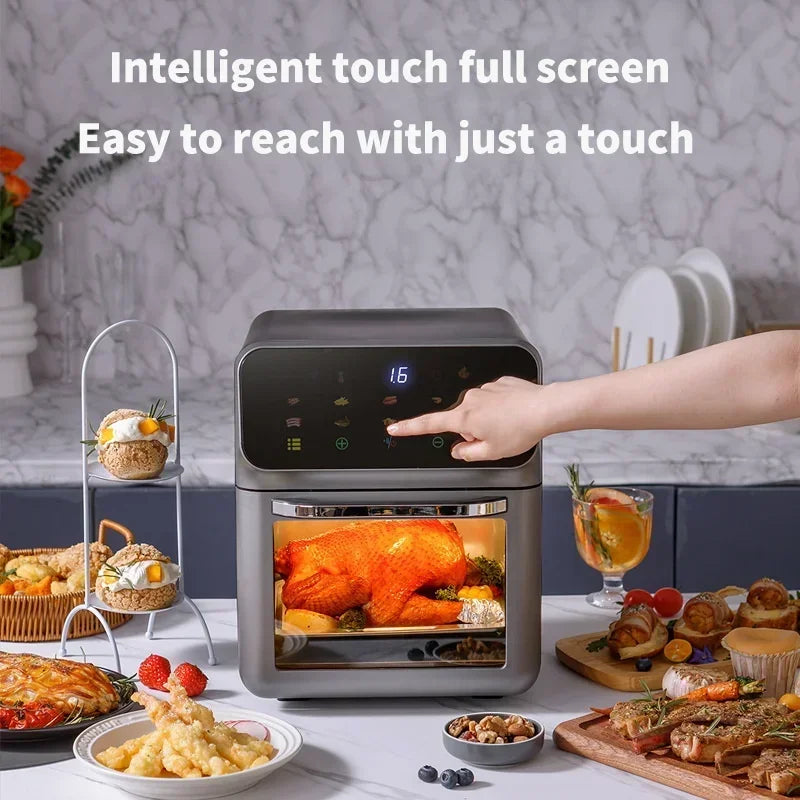 10L Electric Air Fryer Large Capacity Convection Oven Deep Fryer Without Oil Kitchen 360°Baking Viewable Window Home Appliance