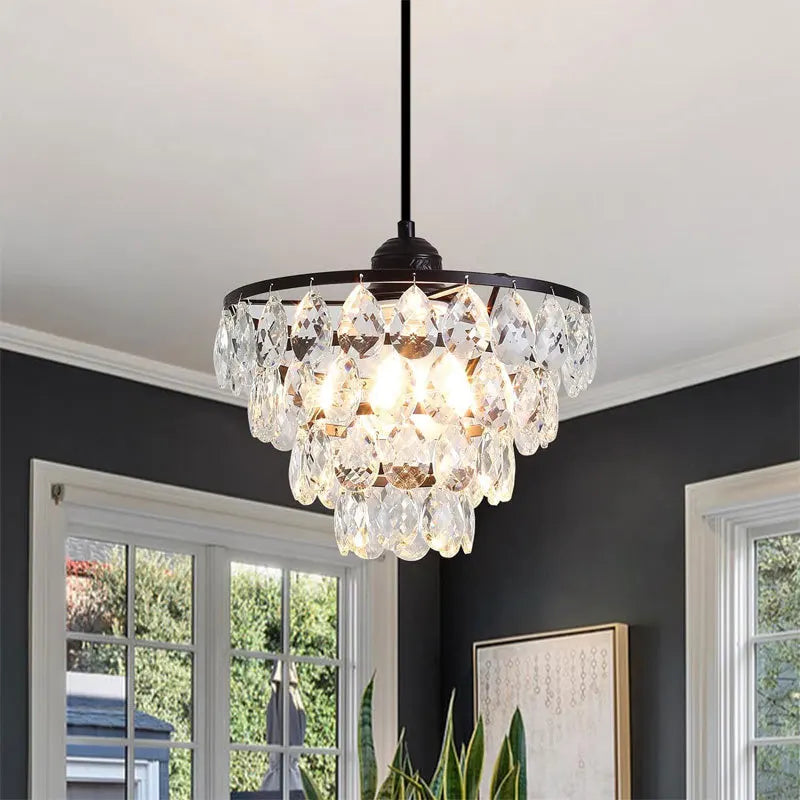 Modern Crystal Ceiling Lamp Hallway Cloakroom Small Chandelier French Style Semi Flush Mount Ceiling Light Gold /Black Luminaire