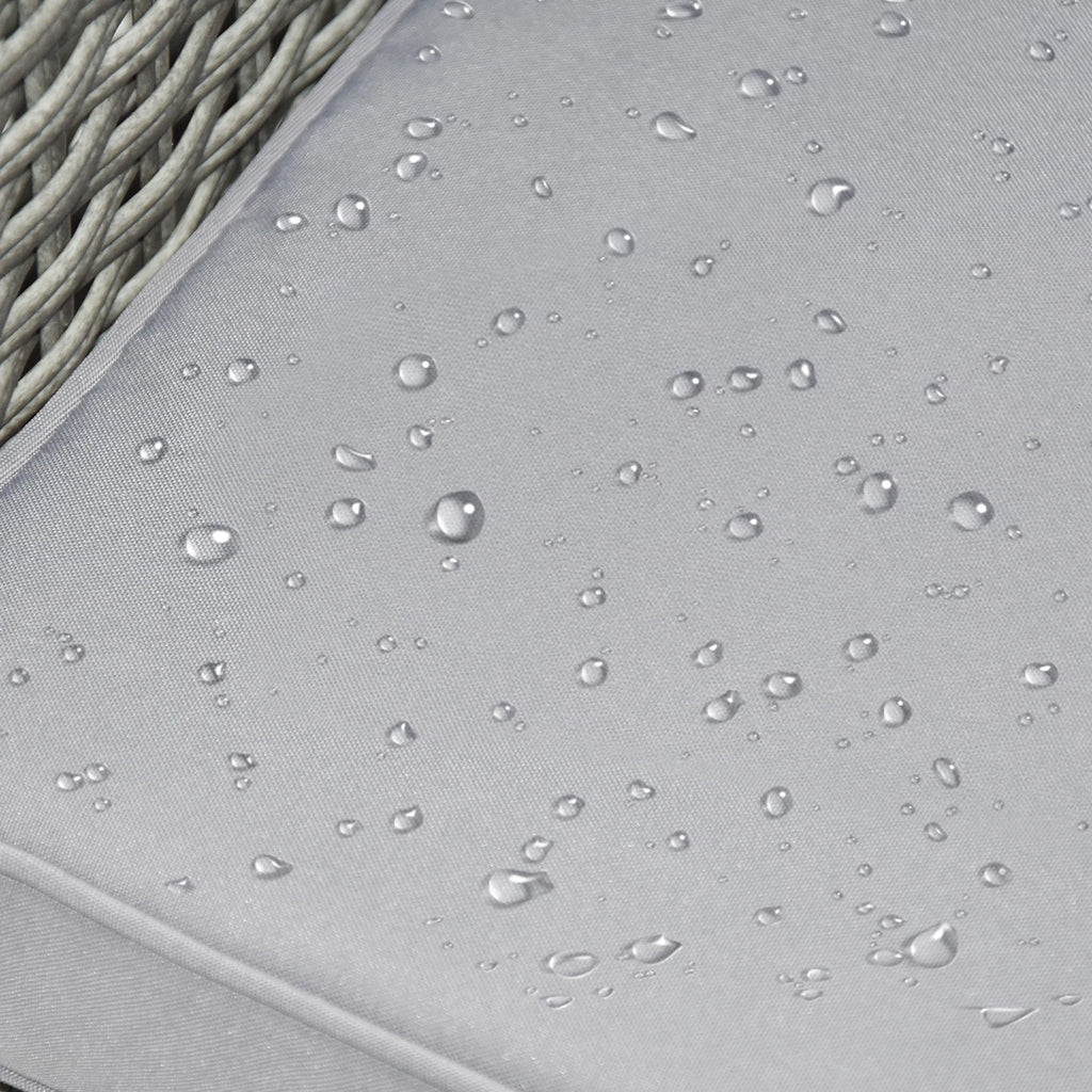 4 Piece Outdoor Patio Furniture Set, Resin Rattan and Acacia Wood Chairs Conversation Furniture Set with Soft Cushions Grey