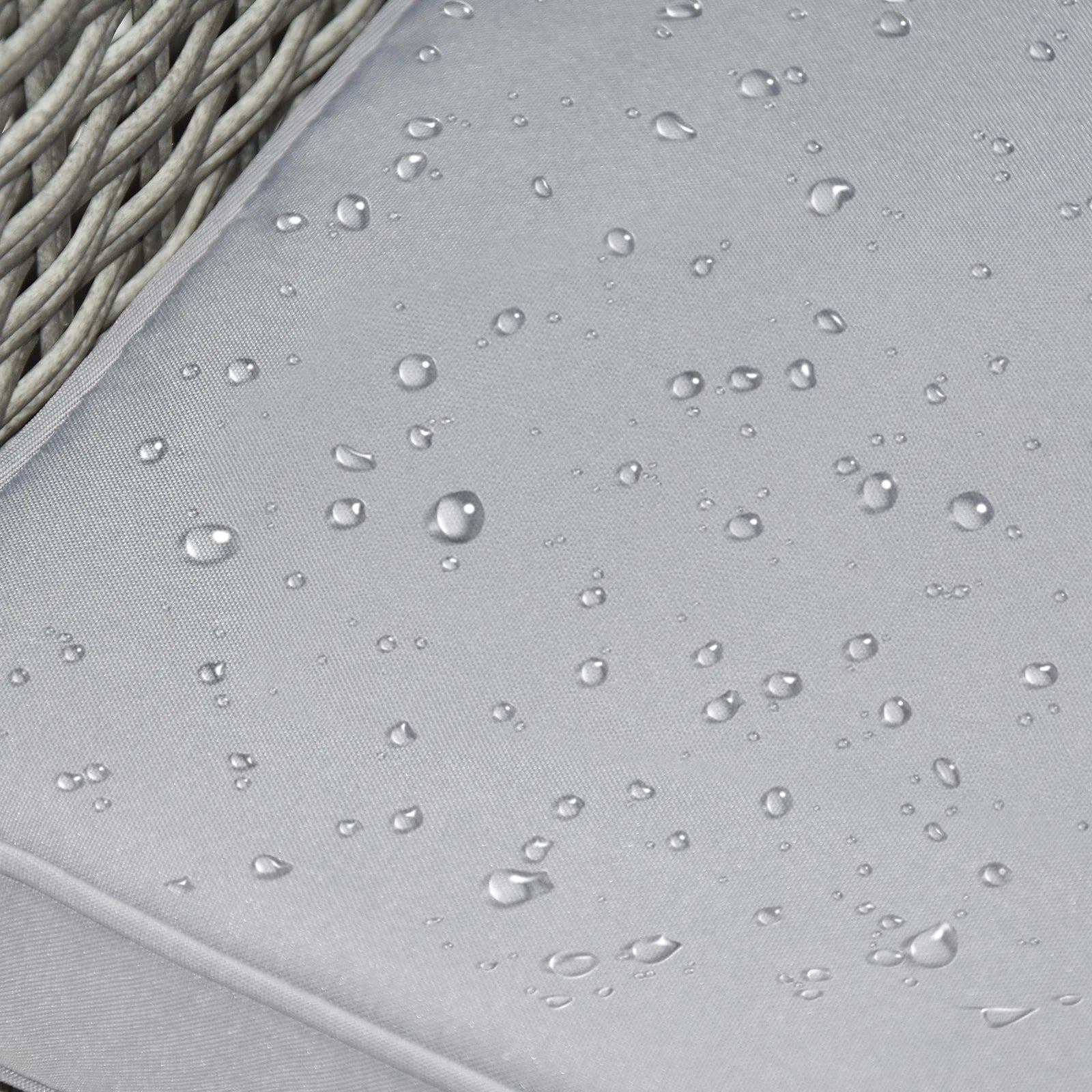 4 Piece Outdoor Patio Furniture Set, Resin Rattan and Acacia Wood Chairs Conversation Furniture Set with Soft Cushions Grey