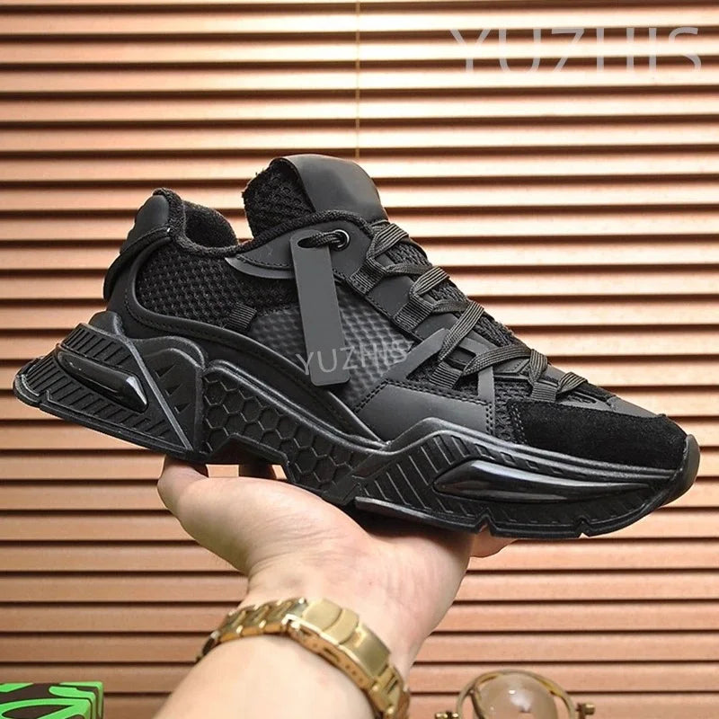 Couple Sneakers Women Lace Up Round Toe Flat Casual Shoes Patchwork Platform Running Shoes Outdoor Sports Shoes Men