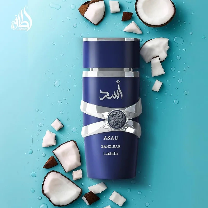 Lattafa Asad Zanzibar Fresh, Spicy Vanilla Coconut Eau De Parfum Long-Lasting Fragrance for Men 3.40 Ounce 100 Ml