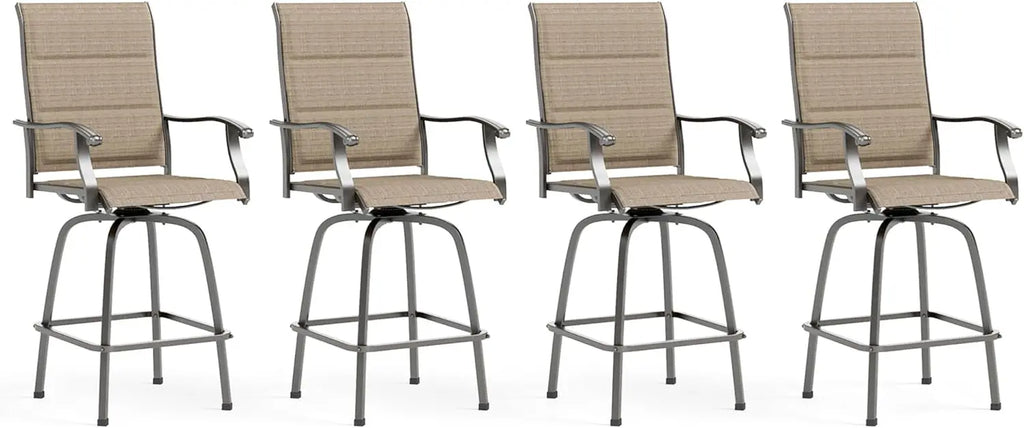 5-Piece Outdoor High Top Bar Set - Bar Height Table and Chairs for Patio, Waterproof Bistro Set for 4, Light Blue