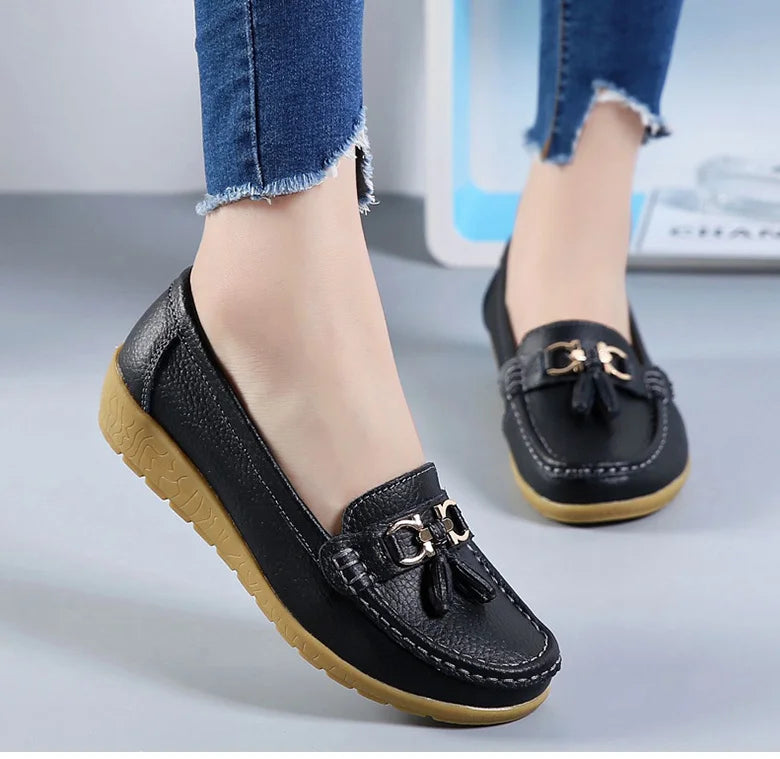 Woman Shoes Low Heels Casual Shoes Women's Loafers Slip On Flat Shoes Mocassins Femmes Comfortable Footwear Women Flats White