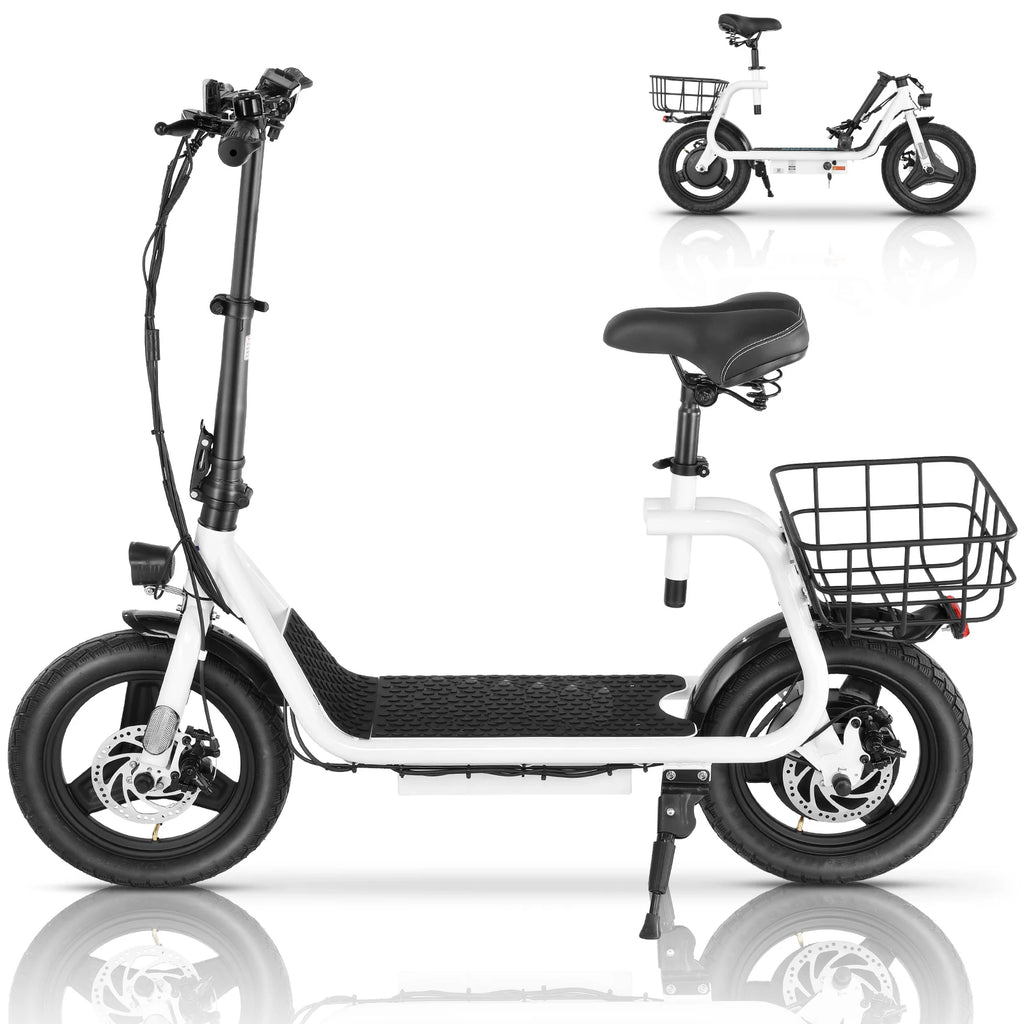 Caroma Peak 500W Electric Scooter Adults, 30Miles Long Range, 14" Tire, 20MPH Top Speed, Adjustable Electric Scooter with Seat