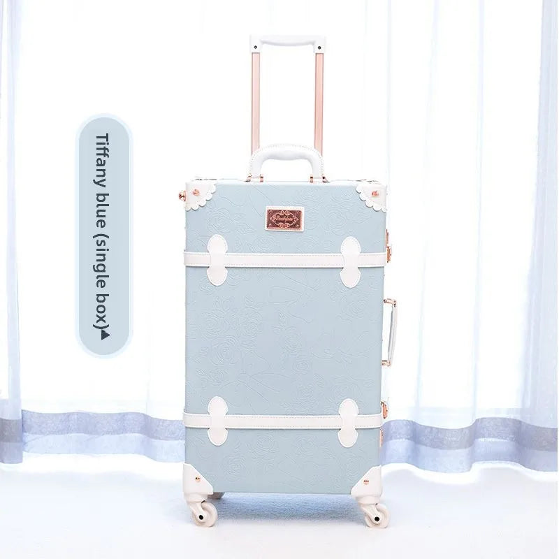 Vintage Style Luggage Carry On Trolley Suitcase With 360° Wheels For Women Men In Pink 20 22 24 26 Inch Cute Retro Travel Bag
