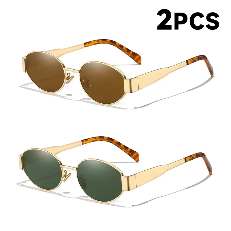 New Sunglasses For Women And Men UV400 Sun Glasses Alloy Oval Eyewear
