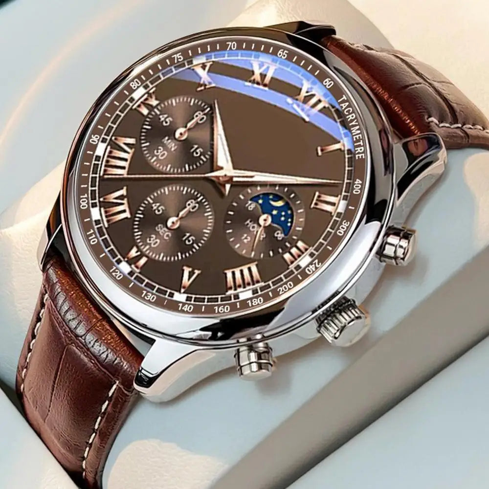 2024 New Classic Sports Watch Casual Men's Watch Fashion Waterproof Leather Men's Watch Suitable For Home Holiday Gifts