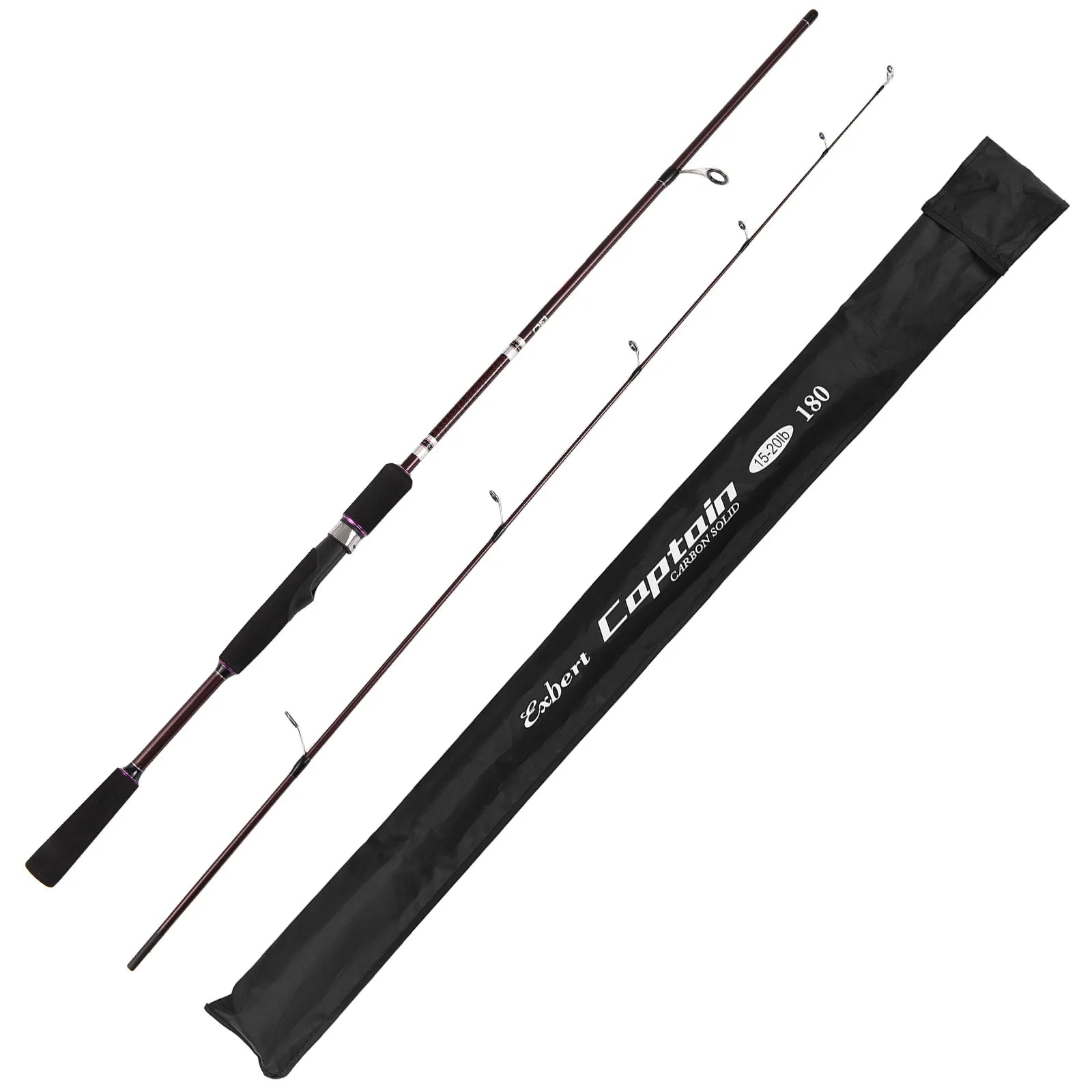 Carbon Spinning Fishing Rod 1.8m Solid Casting Fishing Rod with Comfort EVA Grip for Bass Fishing Walleye Fishing Trout Fishing