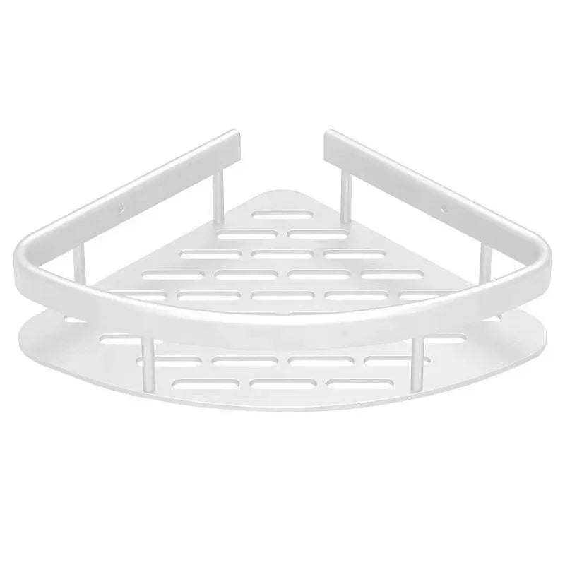 Non Perforated White Triangular Bathroom Shelves Storage Rack Toilet Corner Shower Storage Rack Bathroom Corner Rack Accessories
