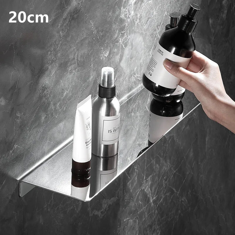 304 Stainless Steel Bathroom Storage Rack 20/30/40/50CM Brushed Chrome Shower Rack Corner Rack Multifunctional Bathroom Hardware