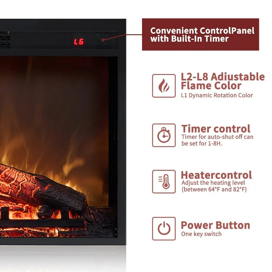 Electric Fireplace TV Stand Designed for 65 Inch TVs with Farmhouse Style LED Entertainment Center Featuring 7 Colors Changing