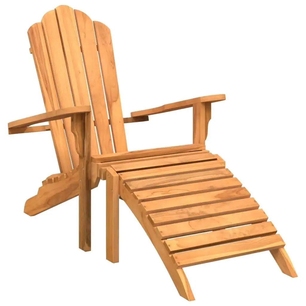 Teak Wood Garden Adirondack Chair with Footrest Outdoor Patio Furniture Classic Design