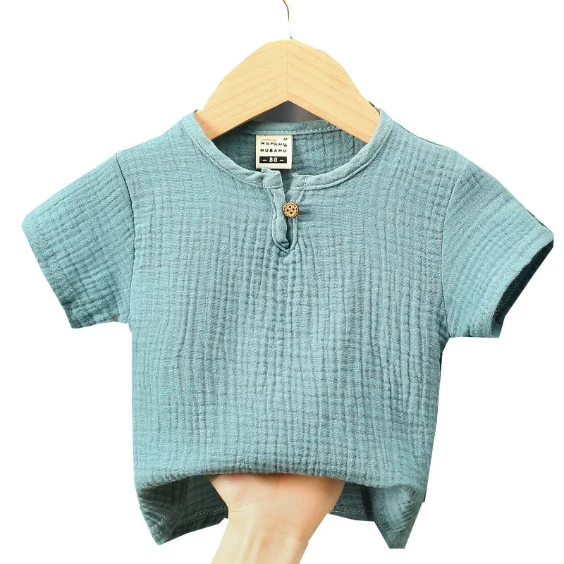 Baby Girls Boys  T Shirts Linen Cotton Boys Tops Children T-shirt  Summer Baby Boys Girls T-shirt Children Clothes Kids