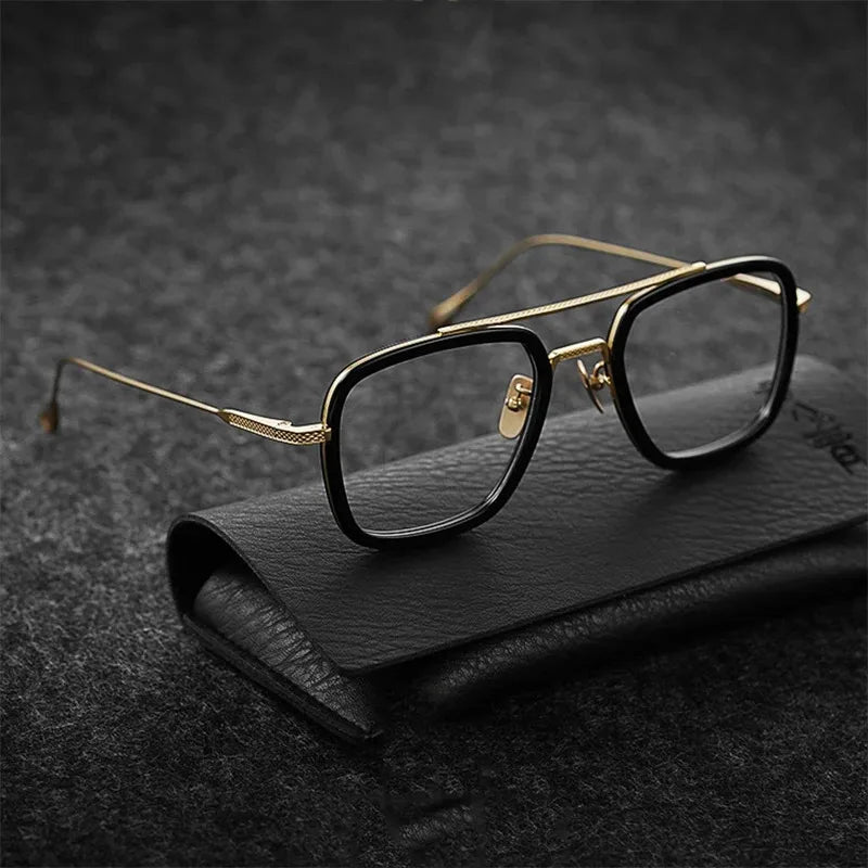 Tony Stark Robert Downey Square Sunglasses for Men Women Fashion Classic Vintage Design Metal UV400 Transparent Sun Glasses 2025