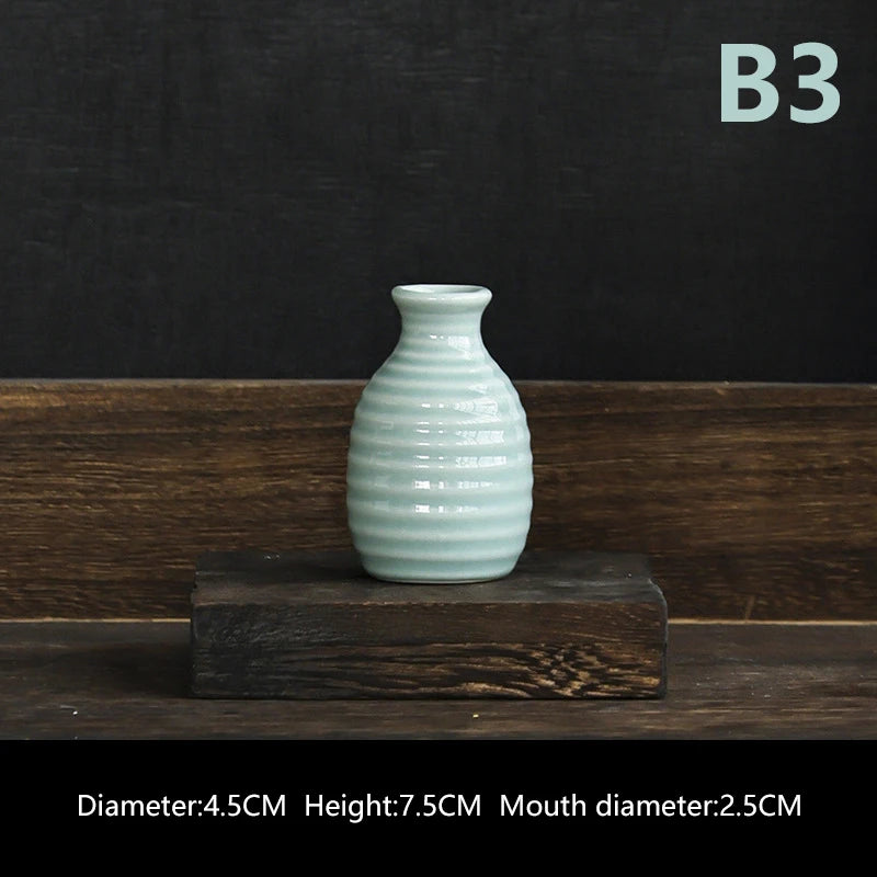 Ins Ceramics Flower Vase Nordic Hydroponics Vases Creative Room Decor Mini Flower Plant Bottle Pots Table Ornament Colorful Vase