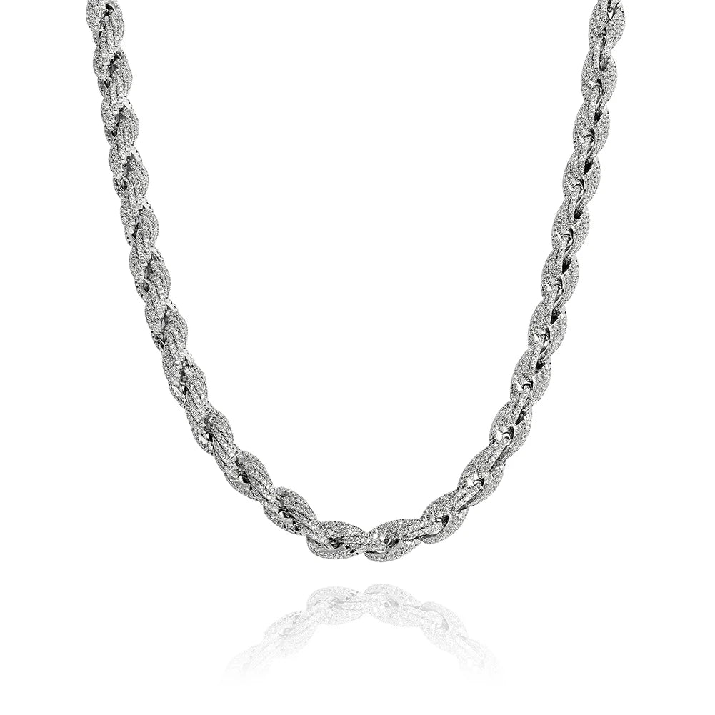 TOPGRILLZ 8mm Rope Chain Hip Hop Necklace Gold Silver Color Iced Out Micro Pave CZ Necklace Men Women Jewelry Gift