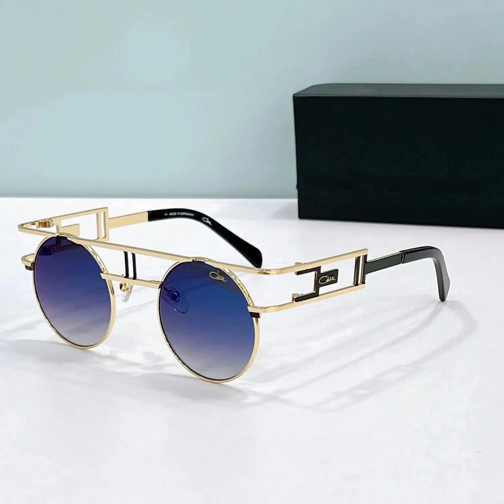 Original CCAZAL MOD958 Fashion Circular Gold Alloy Frame Men Sunglasses Classic Casual UV400 Gradient Retro Women Couple Eyewear