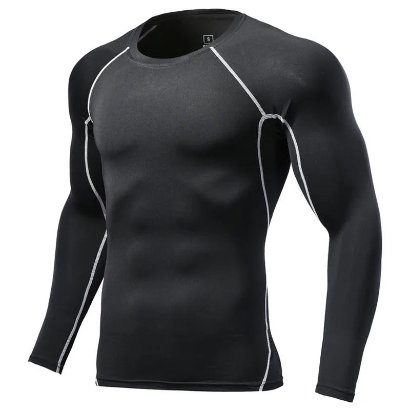 Men Long Sleeve Slim Tops Tees Sportswear Gym Fitness Compression T-shirt Running Football Jersey Outdoor Jogging Tight Quick