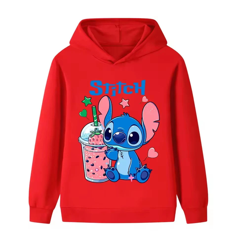 Disney Stitch Children's Spring and Autumn Hoodie 2-12 Year Old Boys and Girls Casual Fashion Outdoor Sports Long Sleeve Top