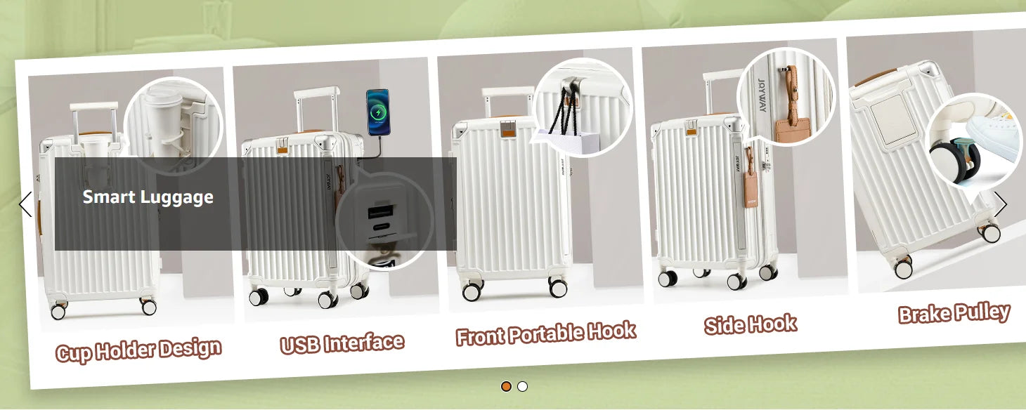 Joyway 20 inch Single Luggage Suitcase, Expandable Lightweight Durable, with Cup Holder, TSA Lock, Spinner Wheels