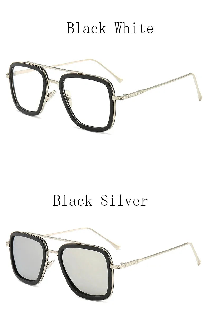 Tony Stark Robert Downey Square Sunglasses for Men Women Fashion Classic Vintage Design Metal UV400 Transparent Sun Glasses 2025