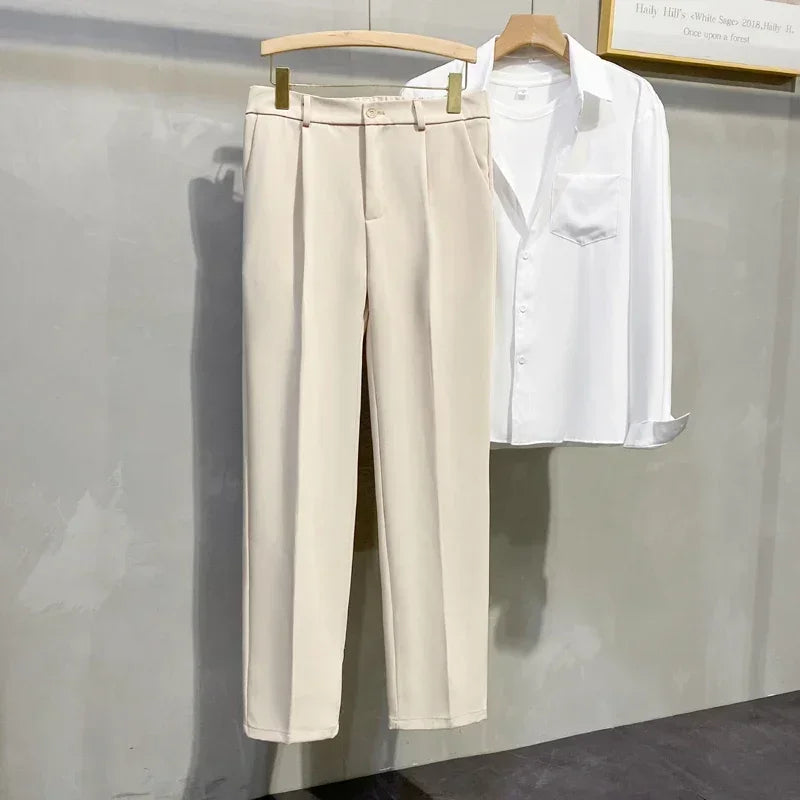 Dress Pants Men Korean Fashion Pleated Pants Chino Pants Men Clothing 2024 Lightweight Cool Trousers