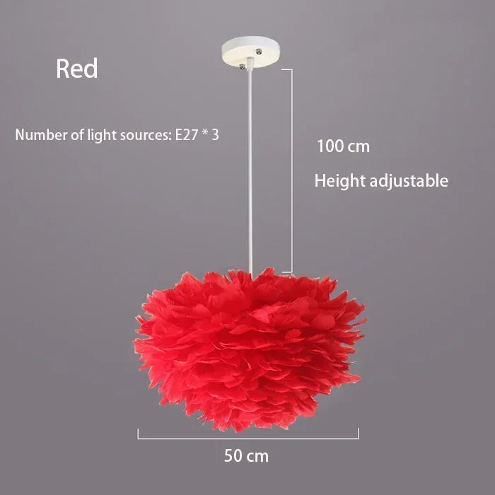 Feather Chandelier Nordic Modern Living Bedroom Ceiling Lighting Warm Dining Room Lamp Clothing Cafe Coffee Shop