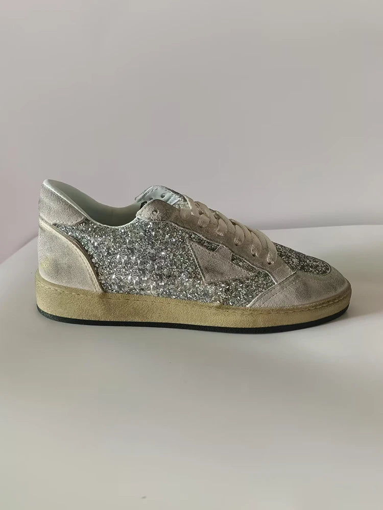 Spring Summer Daily Fashion Casual Flat Bottom Low-top Lace-Up Shoes Men's Round Toe Breathable Patchwork Anti-Skid Sports Shoes