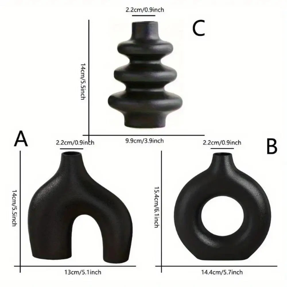 Modern white/black ceramic flower vase in Nordic style, Bohemian home decoration, wedding decoration accessory, desktop art deco