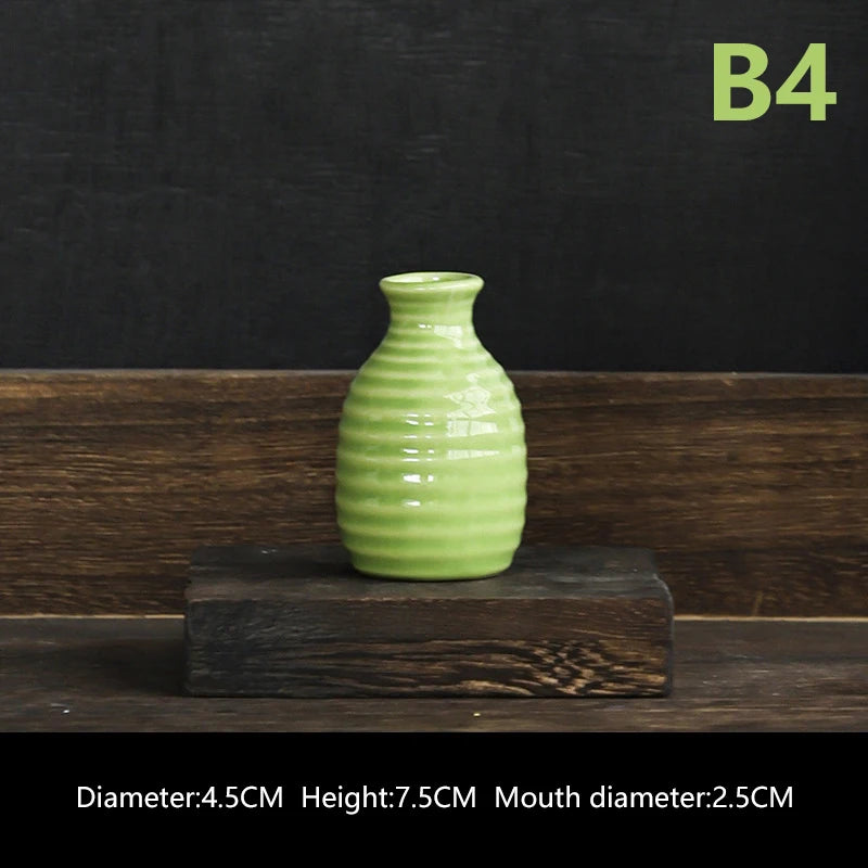 Ins Ceramics Flower Vase Nordic Hydroponics Vases Creative Room Decor Mini Flower Plant Bottle Pots Table Ornament Colorful Vase