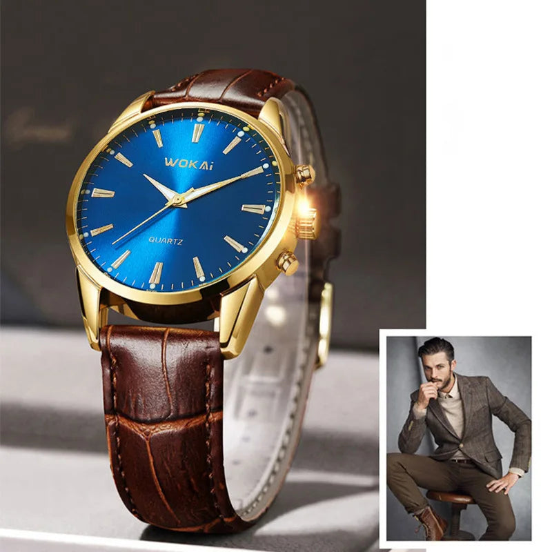 Mens Watches Top Brand Luxury Quartz Watch for Men Fashion Leather Men Wristwatches Clock Sports Chronograph Montre Homme