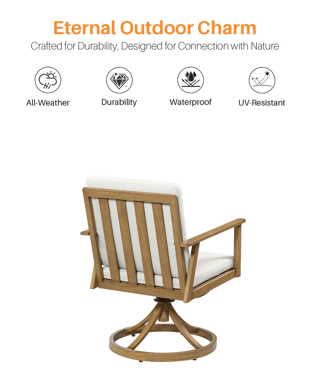 Seehill 9 Pieces Patio Furniture Outdoor Set, Outdoor Aluminum Outdoor Dining Table Set With 2 Swivel Chairs For Deck, Teak