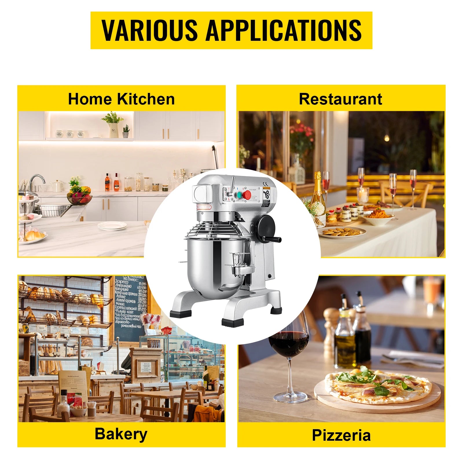 SucceBuy 10-30L Electric Dough Machine Stainless Steel Commercial Cream Egg Whisk Mixer Processor Kitchen Food Stand Blender