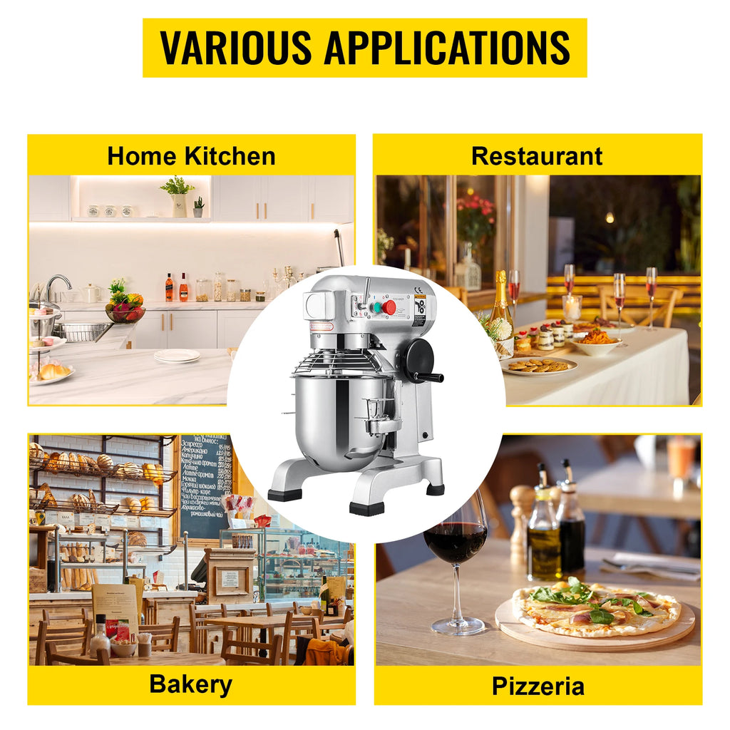 SucceBuy Electric Dough Machine 10/15/20/30L Stainless Steel Commercial Cream Egg Whisk Mixer Processor Food Stand Blender