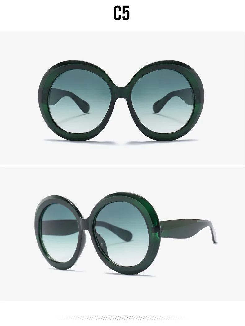 Unisex Big Round Sunglasses Women 2023 New Fashion Retro Oversized Sun Glasses Vintage Gradient Black Shades Luxury Eyewear
