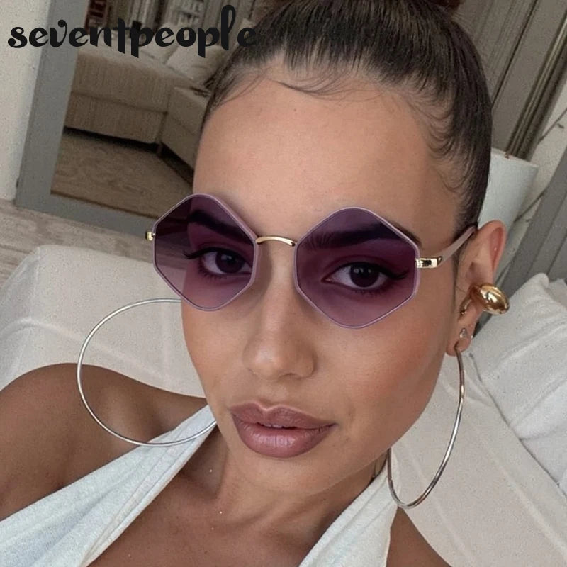 Small Frame Hexagon Punk Sunglasses Women 2025 Luxury Brand Classic Steampunk Polygon Sun Glasses For Ladies Vintage Shade UV400