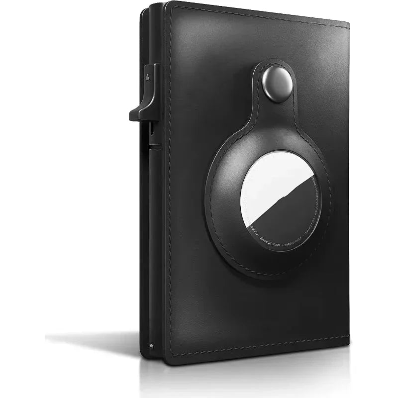 Smart AirTag Wallet for Men Minimalist AirTag Holder Leather Wallet with Blocking Card Holder