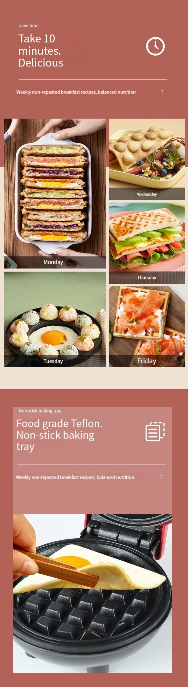 Multi Functional Mini Waffle Sandwich Cake Maker, Breakfast Cooking Machine, Dessert Making Machine, Toaster, Kitchen Utensils