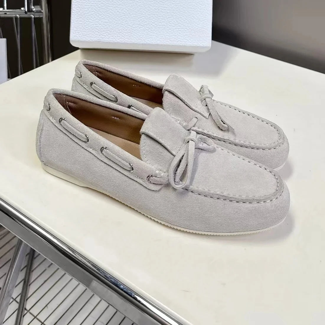 2025 Newest Spring Handmade Kid Suede Round-Toe Slip-Ons Woman Flats Comfortable Mary Janes Mules Shoes Clogs Zapatos De Mujer