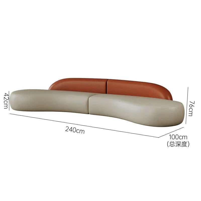 Italian light luxury cat scratching leather curved sofa small apartment modern simple living room high-end minimalist sofa